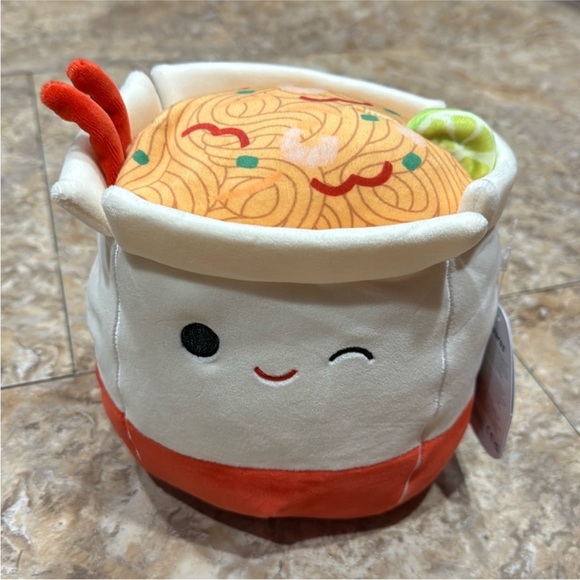Plush Noodle Bowl Toy - White and Orange - Picture 1 of 4